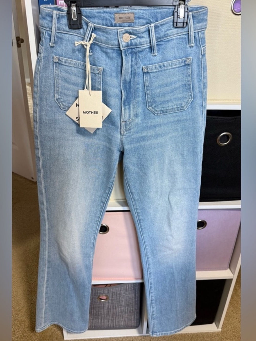 MOTHER hustler patch pocket ankle jeans